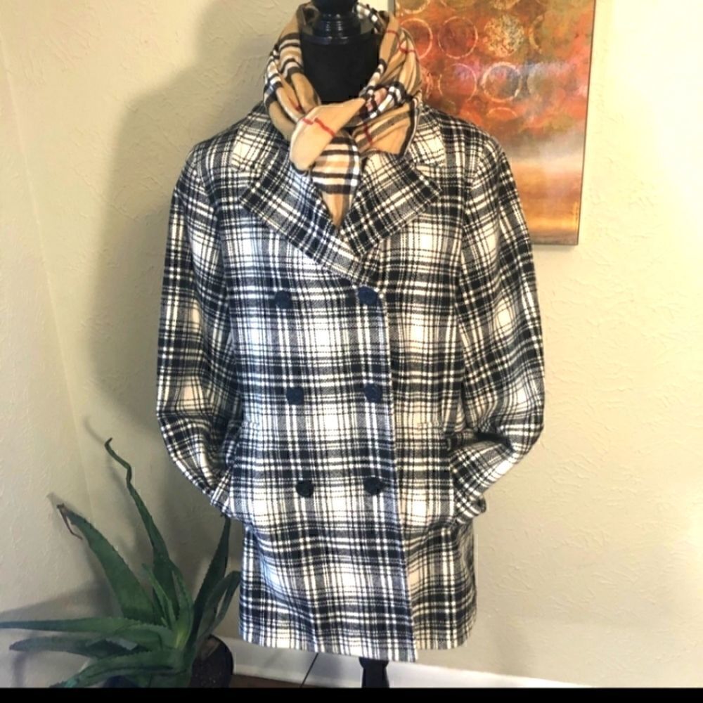 EDDIE BAUER Plaid Peacoat 